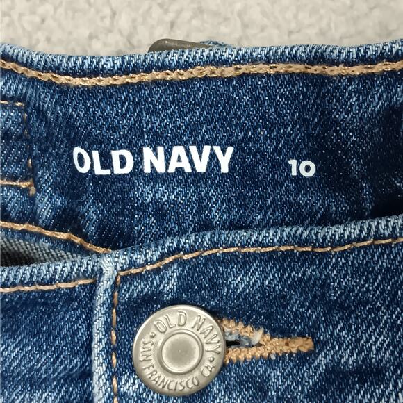 Old Navy Sky Hi A Line Denim Shorts Size 10 Raw Hems Blue Secret Smooth Pockets - Picture 5 of 7